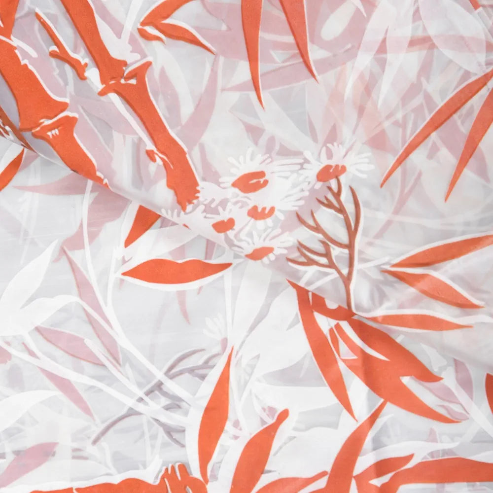 Kuber Industries Shower Curtain | 7 Feet | Bathroom Shower Curtain | AC Curtains | PVC Waterproof Window Curtain | Curtains for Bathtub | 8 Rings Curtain | Bamboo Print | Orange